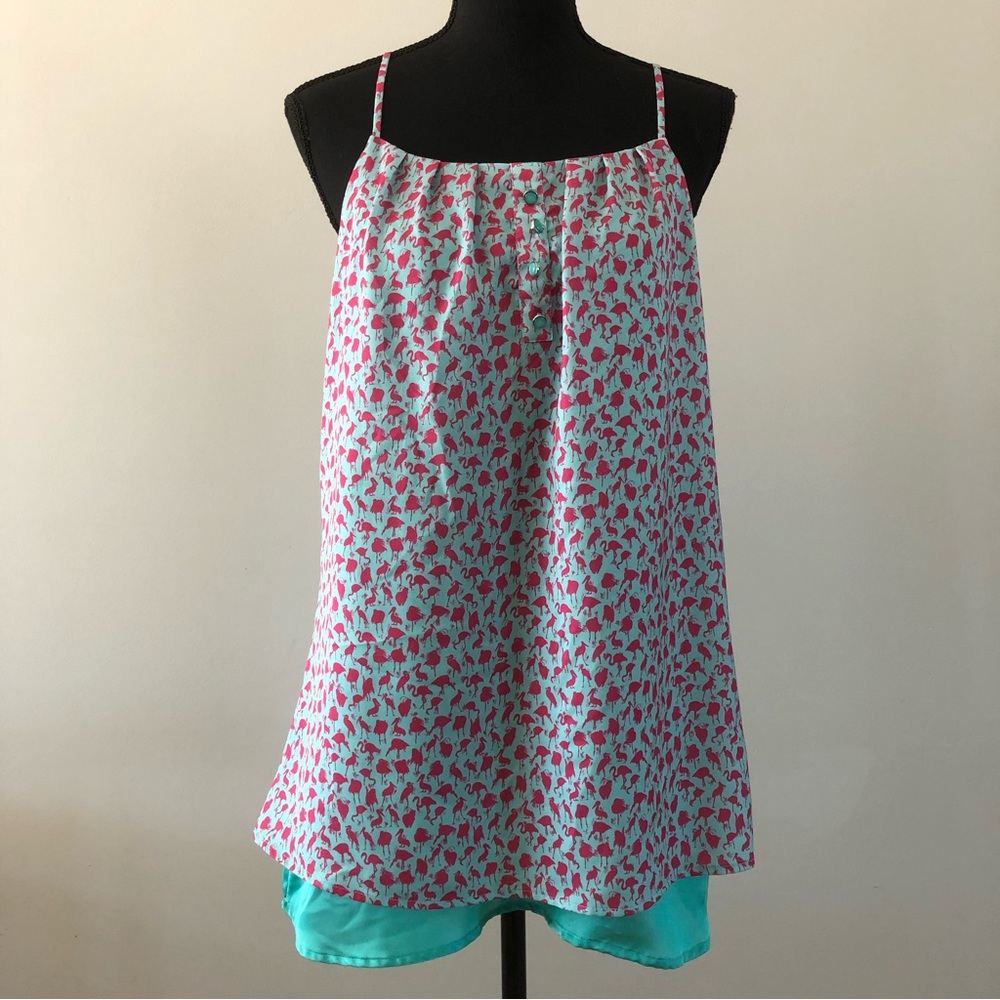 Women’s Schwiing Pink birds spaghetti strap tank top size L